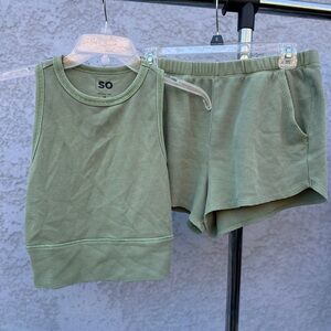 Green Tank Top and Shorts Set